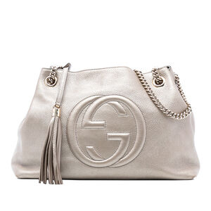Pre-Loved Gucci Medium Metallic Leather Soho Chain Tote